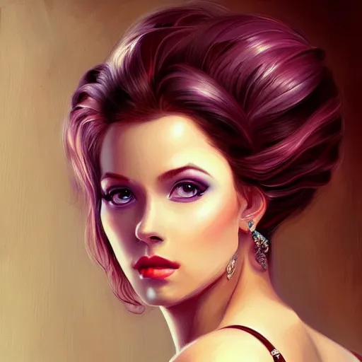 Prompt: beautiful portrait of a woman at a Ball, elegant, lovely colors, in the style of Greg Rutowski and Artgerm, high detail, masterpiece