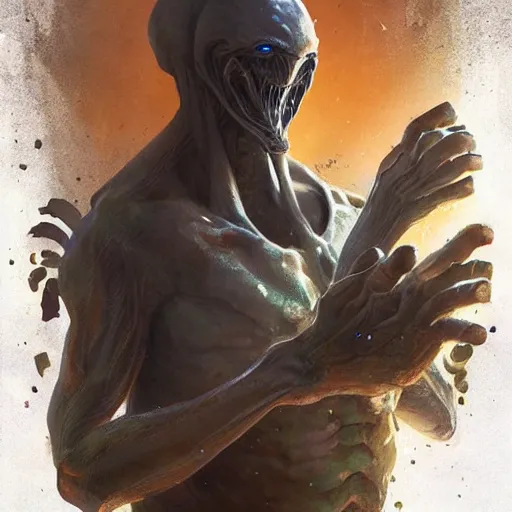 Prompt: the most intelligent alien being that ever existed - art by greg rutkowski