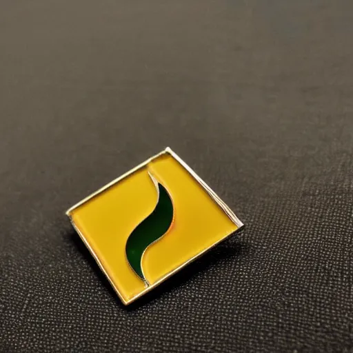 Image similar to a diamond enamel pin depicting a minimalistic clean fire flames warning label, smooth curves