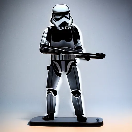 Image similar to yannic kilcher cosplay translucent subsurface scattering stormtrooper, stop motion vinyl action figure, plastic, toy, butcher billy style