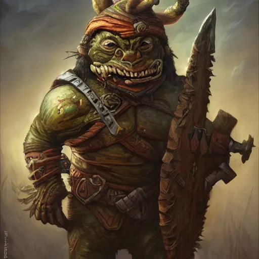 Prompt: a goblin Warrior in the style of Justin Gerard, realistic painting, high definition, digital art, matte painting, very detailed, realistic