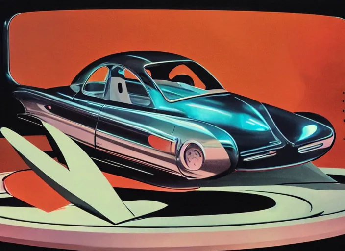 Image similar to diorama, futuristic concept car, 1950s,jukebox,8K, by syd mead