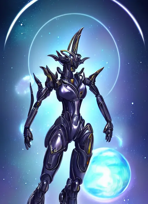 Prompt: goddess shot, galactic sized perfect stunning beautiful anthropomorphic robot mecha female dragon, in space, larger than planets, posing elegantly, with earth in clawed hands, detailed silver armor, epic proportions, epic size, epic scale, ultra detailed digital art, furry art, macro art, dragon art, giantess art, warframe fanart, furaffinity, deviantart
