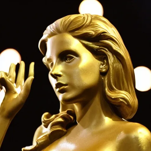 Image similar to golden statue of lana del rey