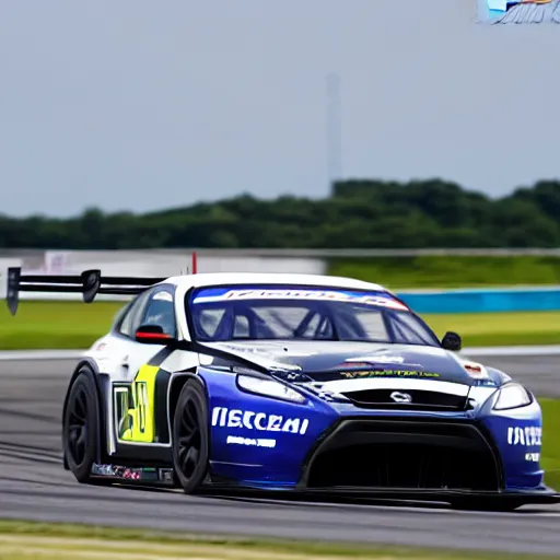 Prompt: GT4 Nissan Altimia black plain livery racing on track photo 2022