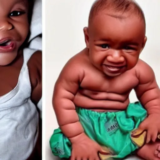 Prompt: a baby with the adult face of mike tyson, hyper realistic.