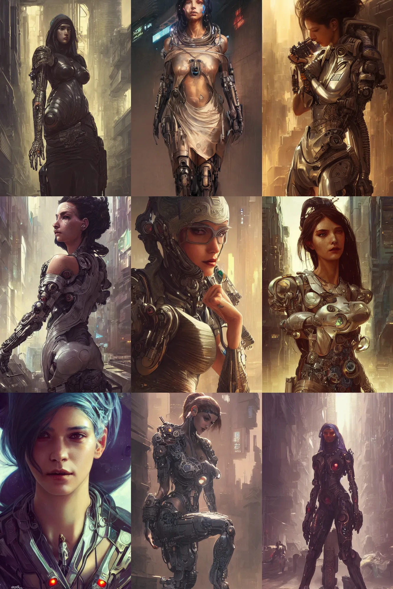 Prompt: Ultra realistic illustration, cyberpunk,sci-fi, fantasy, intricate, elegant, highly detailed, digital painting, artstation, concept art, smooth, sharp focus, illustration, cyborg woman with dirt on the street, begging for alms, art by artgerm and greg rutkowski and alphonse mucha