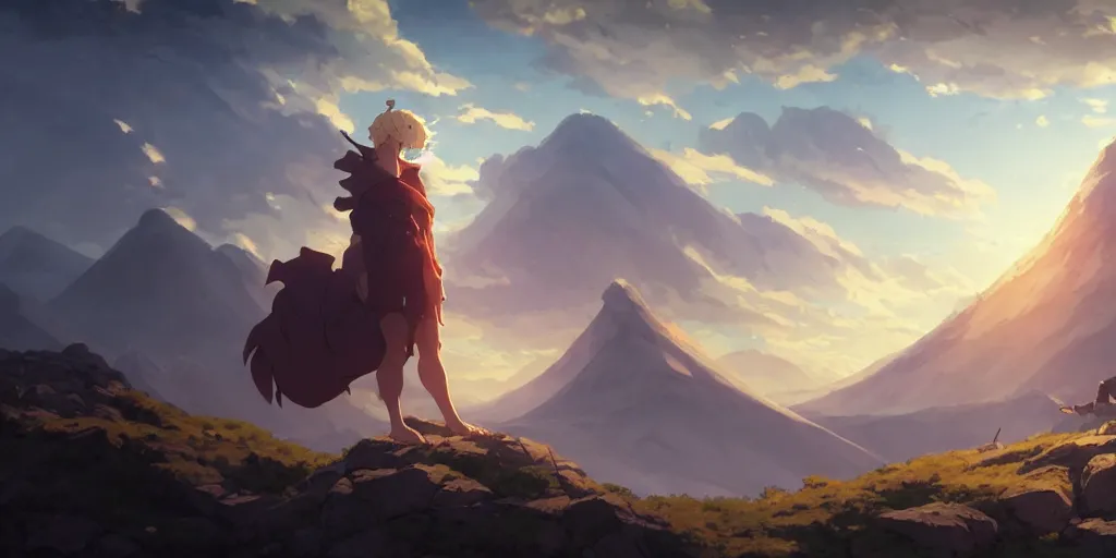 Prompt: ultra realistic, greek gods, mountain, colors, 8 k, hd, details, fantasy, epic, ancient city, landscape illustration concept art anime key visual trending pixiv fanbox by wlop and greg rutkowski and makoto shinkai and studio ghibli and kyoto animation symmetrical facial features