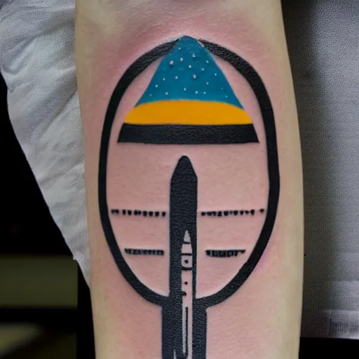 Prompt: tattoo design, stencil, portrait of a spacex rocket - n 9