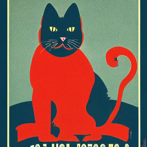 Image similar to cat in a soviet union propaganda poster