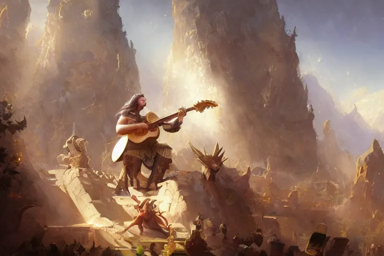 Prompt: a musician singing a visual melody in the baroque era, hearthstone art style, epic fantasy style art by Craig Mullins, fantasy epic digital art, epic fantasy card game art by Greg Rutkowski