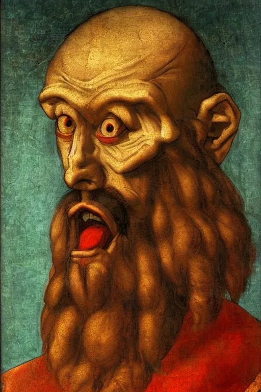 Prompt: renaissance oil painting of dr. neo cortex by leonardo davinci, hd image, perfect likeness