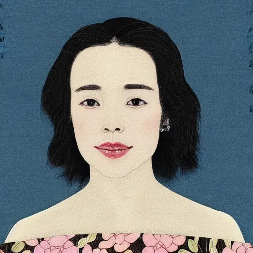 Prompt: “ rachel mcadams portrait by ikenaga yasunari and ayana otake and ko rakusui, drawing, realistic, sharp focus, japanese, dreamy, nostalgia, faded, golden hues, floral clothes ”