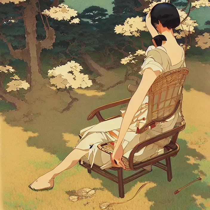 Image similar to japanese countryside, in the style of studio ghibli, j. c. leyendecker, greg rutkowski, artem