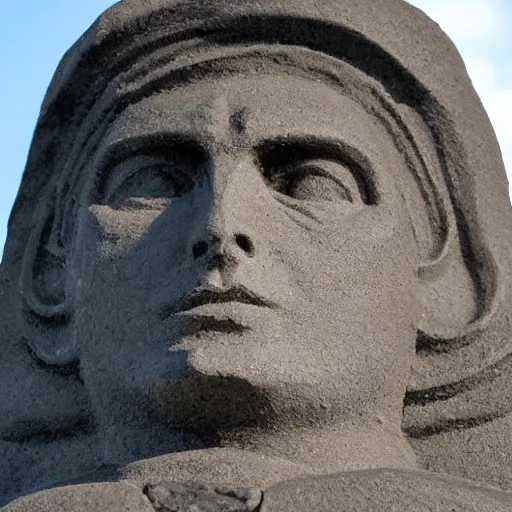 Image similar to summit 1 g, made of stone, as a statue