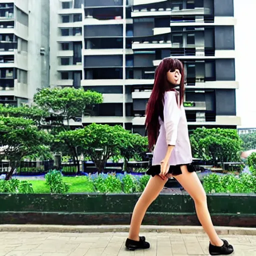 Image similar to anime girl walking in noida