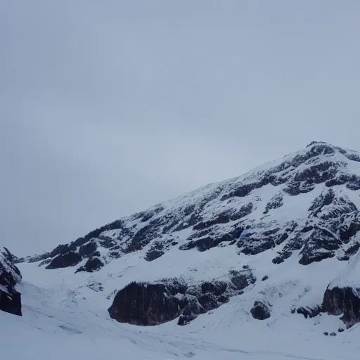 Image similar to A snow-capped mountain, where the only way to the top is through treacherous ice and snow, beautiful but deadly.