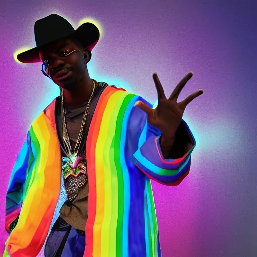 Prompt: Lil Nas X going to hell because he's gay, intricate digital artwork, photorealistic octane 3D render, vibrant colors, eye catching