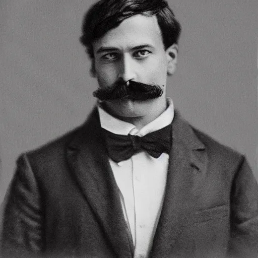 Image similar to action hero, suit, bow tie, mustache by alfred stevens in charcoal