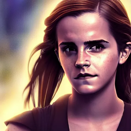 Image similar to Emma Watson in Star Wars, XF IQ4, 150MP, 50mm, f/1.4, ISO 200, 1/160s, natural light, Adobe Photoshop, Adobe Lightroom, DxO Photolab, Corel PaintShop Pro, rule of thirds, symmetrical balance, depth layering, polarizing filter, Sense of Depth, AI enhanced, HDR