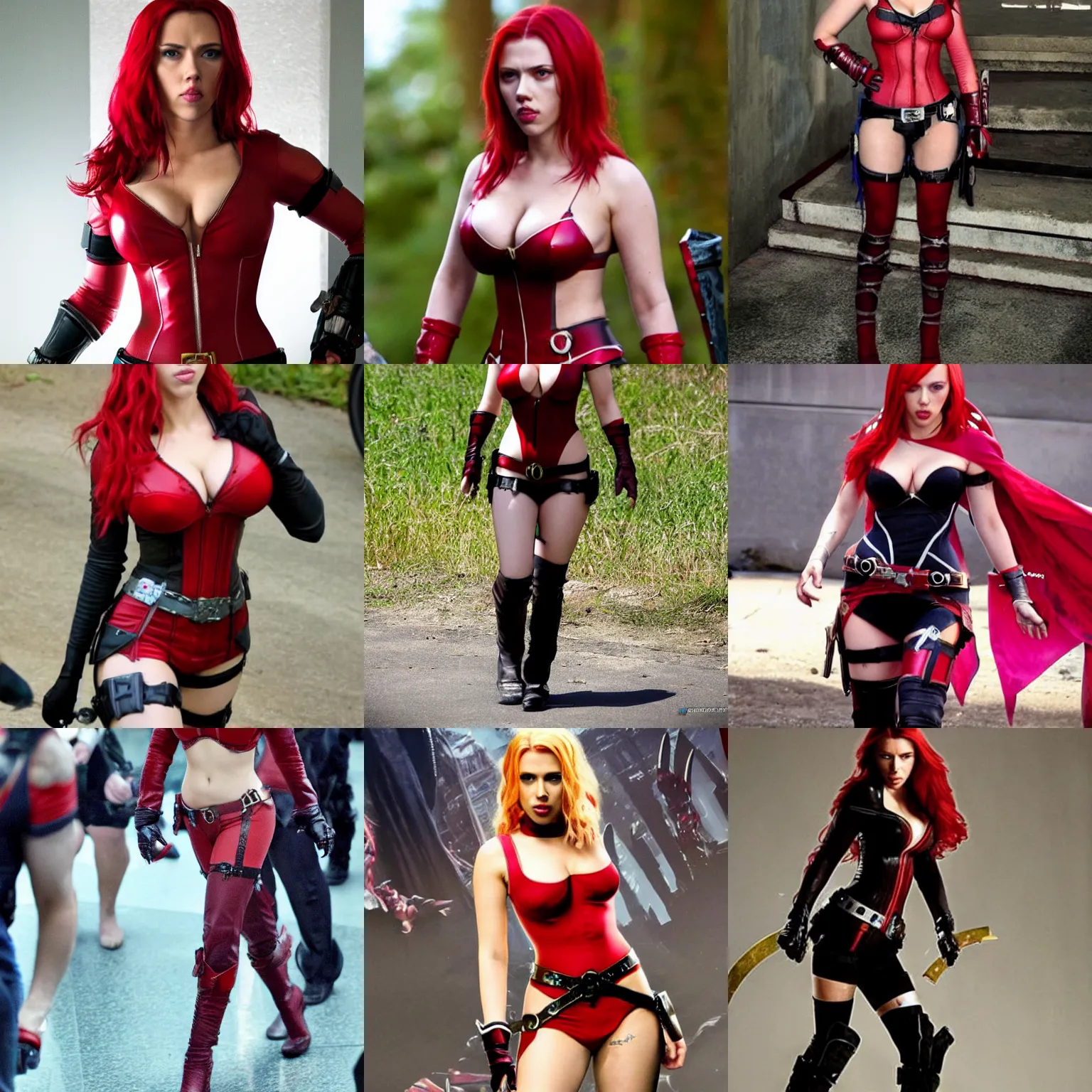 Prompt: scarlett johansson wearing katarina costume, hot