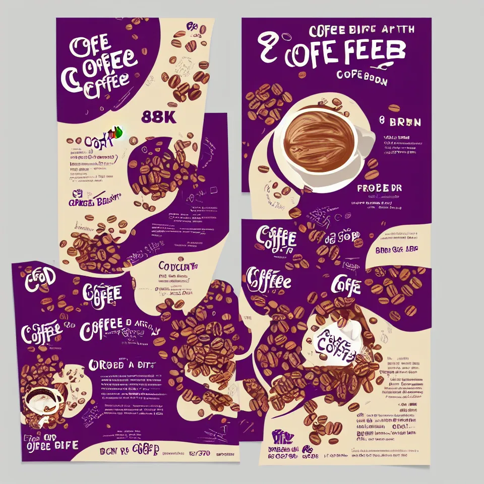 Prompt: flyer graphic design for coffee bean shop, artstation, 8k HD, illustrator vector graphics