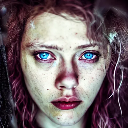 Prompt: Scarlet Johanson, grungy, unkept hair, glowing eyes, modelsociety, radiant skin, huge anime eyes, RTX on, perfect face, directed gaze, intricate, Sony a7R IV, symmetric balance, polarizing filter, Photolab, Lightroom, 4K, Dolby Vision, Photography Award