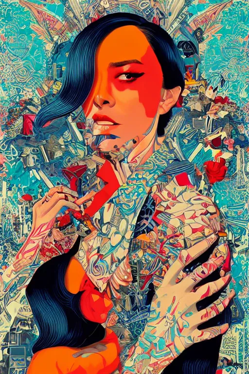 Image similar to Tristan Eaton, victo ngai, artgerm, evil playboy portrait