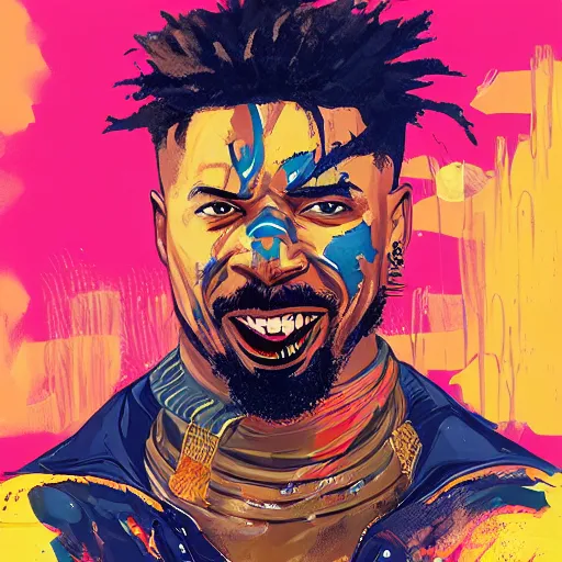 Image similar to a matte painting of killmonger, drip, stylish, paint pour, by sachin teng