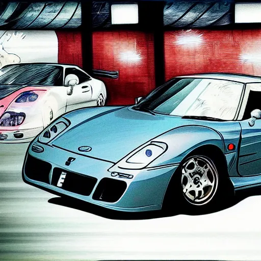 Image similar to Noble M600 in Initial D, anime art