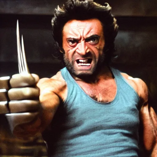 Image similar to wolverine action pose, portrayal by danny devito