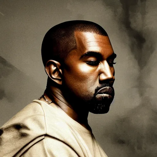 Image similar to Portrait of Kanye West as the god-emperor of mankind, amazing splashscreen artwork, splash art, head slightly tilted, natural light, elegant, intricate, fantasy, atmospheric lighting, cinematic, matte painting