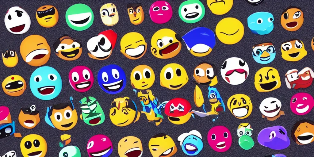 Prompt: a full set of emoji designed by nintendo