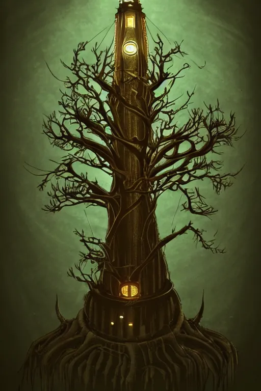 Prompt: a tree, in the style of bioshock, intricate, elegant, highly detailed, smooth, sharp focus, artstation