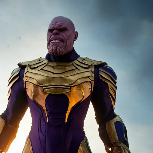 Image similar to willem dafoe as thanos, hd 4k photo, cinematic lighting