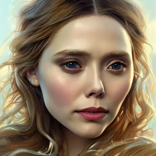 Image similar to ultra realistic illustration, a hot and beautiful painting of a blonde elizabeth olsen, intricate, elegant, highly detailed, digital painting, artstation, concept art, smooth, sharp focus, illustration, art by artgerm and greg rutkowski and alphonse mucha