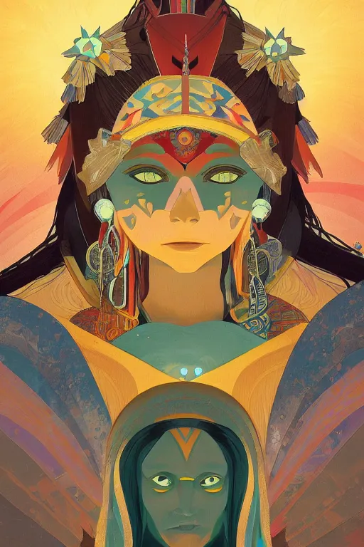 Image similar to Hopi kachina, symmetrical features, cinematic lighting, soft bokeh, fantasy, modern, colourful, highly detailed, digital painting, artstation, deviantart, concept art, sharp focus, illustration, by alphonse mucha