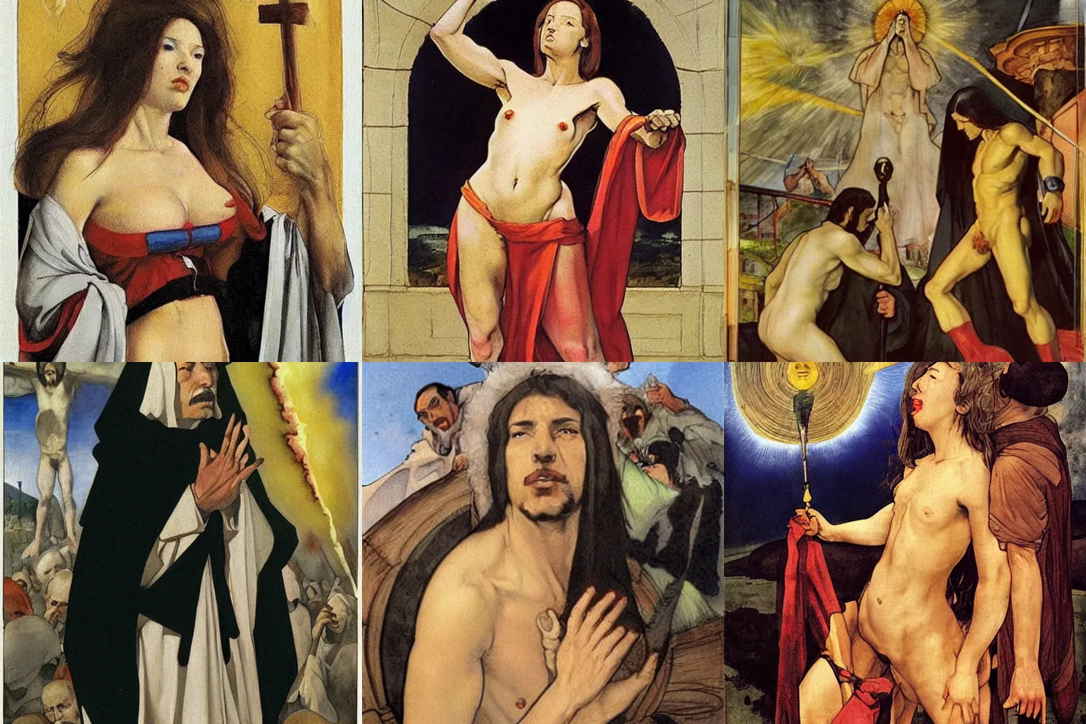 Prompt: surely some revelaton is at hand, surely the second coming is at hand. painting by diego velazquez and milo manara.