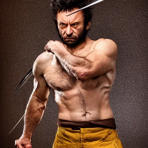 Image similar to the wolverine, butcher, full body shot by yousuf karsh, golden hour, realistic, body shot, sharp focus, 8 k high definition, insanely detailed, intricate, elegant