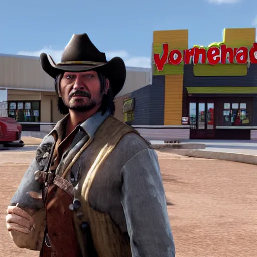 Image similar to John Marston at a McDonalds