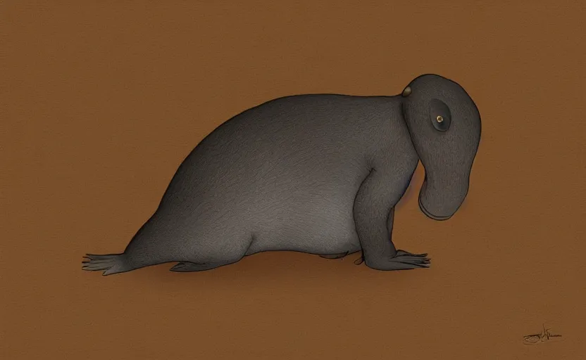 Image similar to A platypus having and existential crisis, digital art