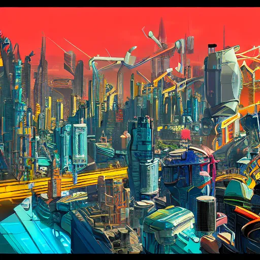 Prompt: a vibrant science fiction floating mega - cityscape scene from'the very pulse of the machine'by polygon pictures, highly detailed, cel - shaded, digitally enhanced.