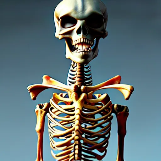 Image similar to weta disney pixar movie still macro close photo of a skeleton with triopan cones for hands. his hands are triopan cones. : : by weta, greg rutkowski, wlop, ilya kuvshinov, rossdraws, artgerm, octane render, iridescent, bright morning, anime, liosh, mucha : :