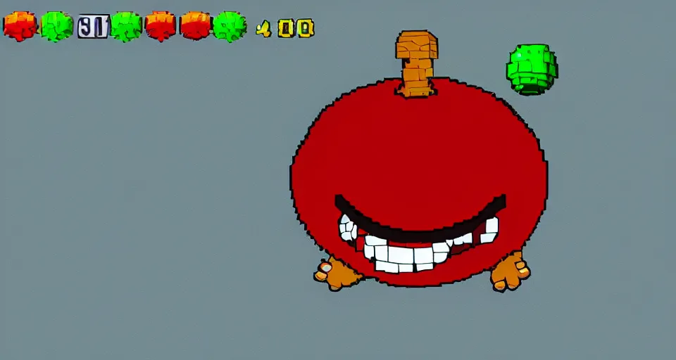 Image similar to Screenshot of a 3d version of Meatwad from Aqua Teen Hunger Force as a 3d NPC in the 3d videogame 'Super Mario 64'. Sharpened. 1080p. High-res. Ultra graphical settings.