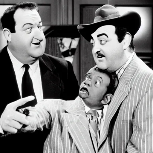 Prompt: Abbott and Costello meet Beetlejuice (Lester Green)