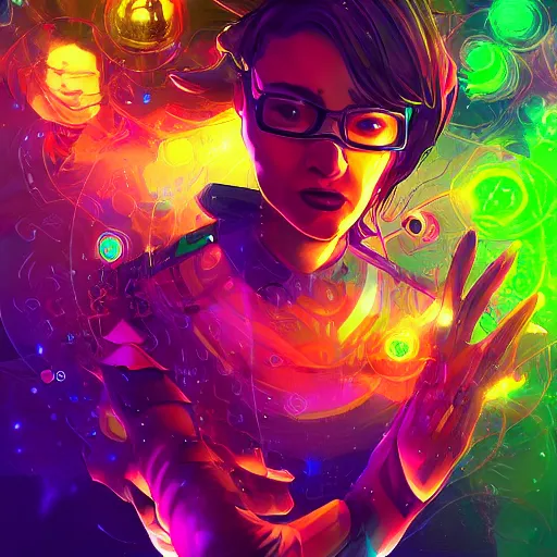 Image similar to skill magic geek inside matrix deepdream radiating a glowing aura stuff loot legends stylized digital illustration video game icon artstation lois van baarle, ilya kuvshinov, rossdraws,