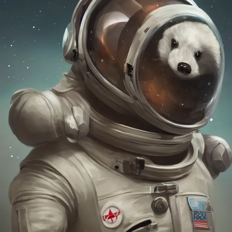 Prompt: A detailed portrait of a cute badger astronaut, digital painting, artstation, award winning, concept art, sharp focus, cinematic lighting, illustration, cgsociety