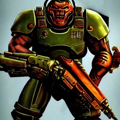 Image similar to doomguy from doom eternal