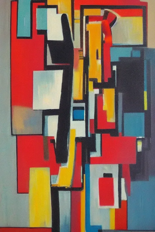 Image similar to mid century modern art retro abstract on canvas by bernard simunovic