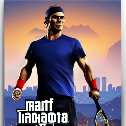 Image similar to Rafael Nadal, GTA V poster